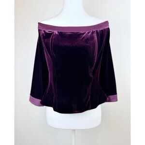 Alex Evenings Velvet Satin Corset Off Shoulder Corset Formal Top Burgundy  XL